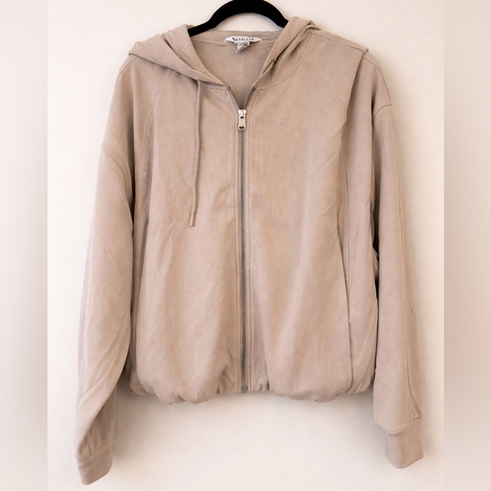 Athleta Beige Zip-Up Hoodie Jacket